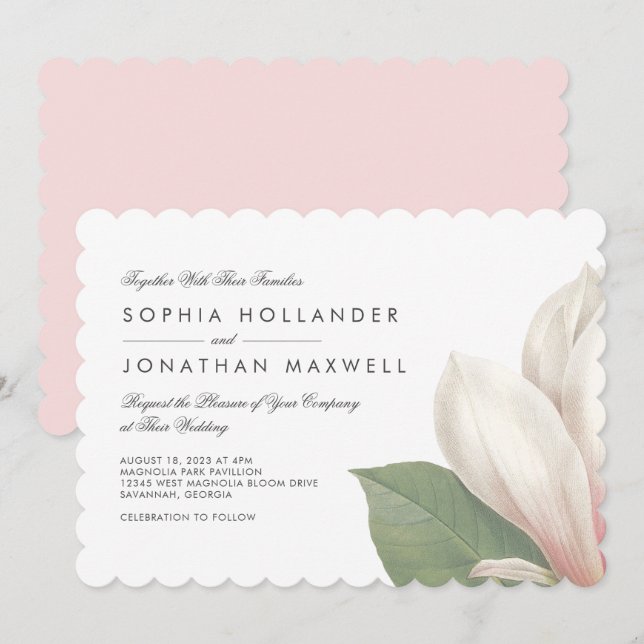 Invitación a la flor de Magnolia (Anverso / Reverso)