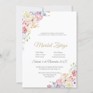 Invitación a la flor de primavera Quinceanera