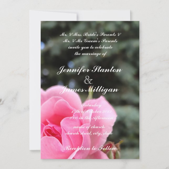 Invitación a la flor rosa rosa rosa (Anverso)