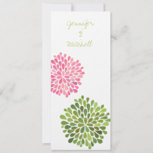 Invitación a la flor rosa y verde boda