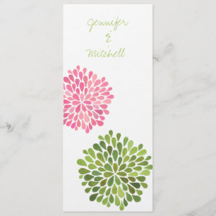 Invitación a la flor rosa y verde Boda