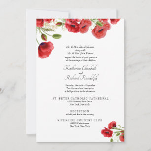 Invitación a la Flora Boda formal a ambos padres