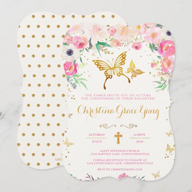 Invitación a la floración floral de mariposa (Anverso / Reverso)
