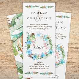 Invitación a la floración floral tropical azul de