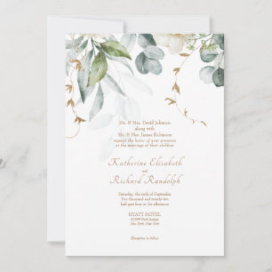 Invitación a la floral blanca Boda formal elegante