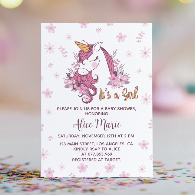 Invitación a la floral rosa Chica Baby Shower de U (Subido por el creador)