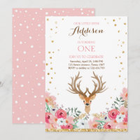 Invitación a la floral rosada Woodland Gold