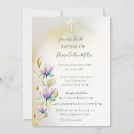 Invitación a la floral Rubor & Lilac, al bautismo 