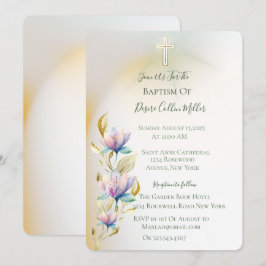 Invitación a la floral Rubor & Lilac, al bautismo 