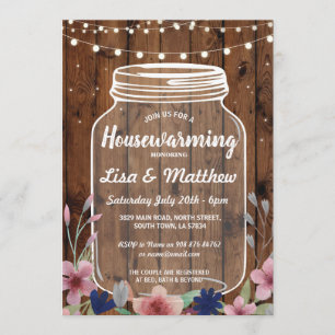 Invitación a la floral Rustic Jar Wood, Fiesta que