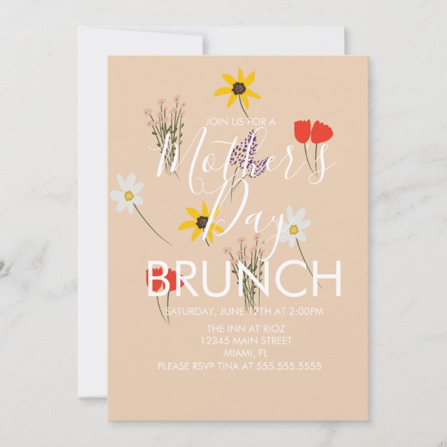 Invitación a la floral salvaje del brunch del día  (Anverso)