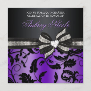 Invitación a la Floral Swirl Quinceañera con cebo