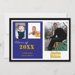 Invitación a la foto azul del partido de graduació