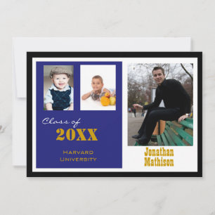 Invitación a la foto azul del partido de graduació