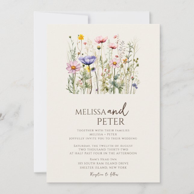 Invitación a la foto con flores silvestres (Anverso)