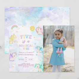 Invitación a la foto de 5 cumpleaños de Cute Unico