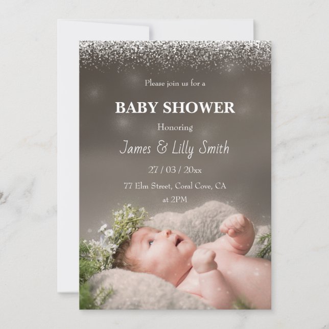 Invitación a la foto de Baby Shower (Anverso)