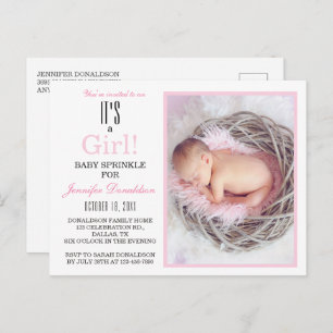 Invitación a la foto de Baby Shower Sprinkle Pink 