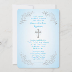 Invitación a la foto de Baptismo Azul de la Cruz d