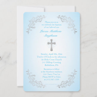 Invitación a la foto de Baptismo Azul de la Cruz d