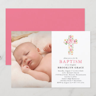 Invitación a la foto de Baptismo de la Cruz Floral