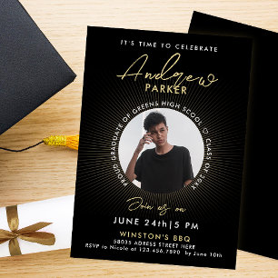 Invitación a la foto de Black Gold para graduación