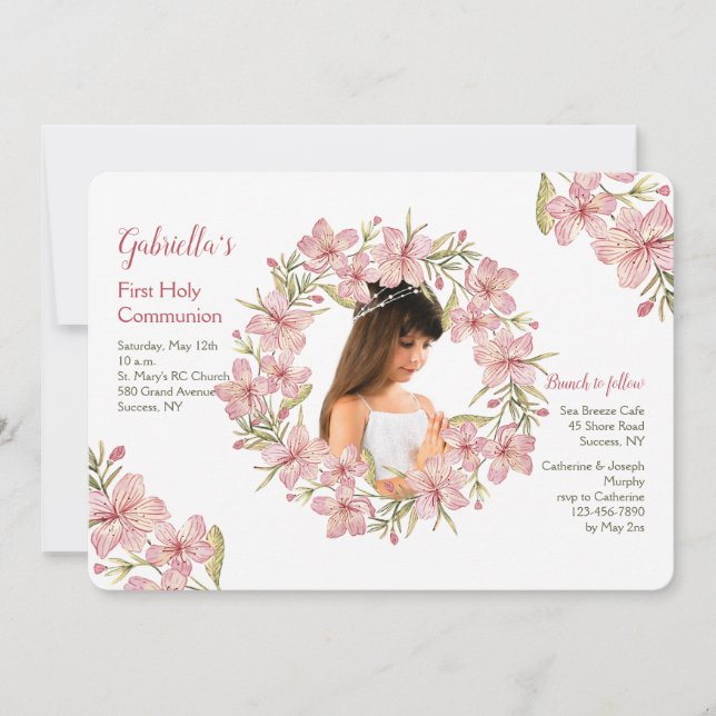 Invitación a la foto de Blossom Wreath (Anverso)