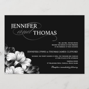 Invitación a la foto de Boda moderno blanco negro