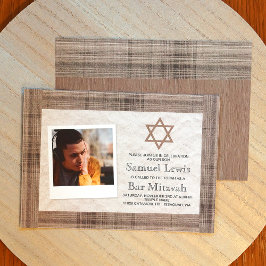 Invitación a la foto de Brown, Beige Plaid Bar Mit