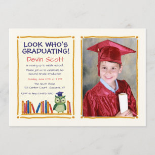 Invitación a la foto de búho de graduación