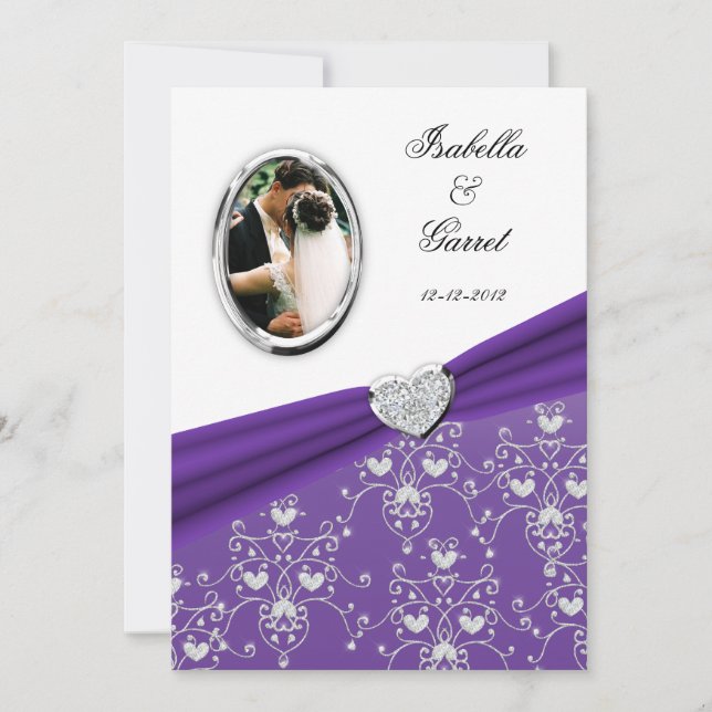 Invitación a la foto de casamiento de damasco card (Anverso)