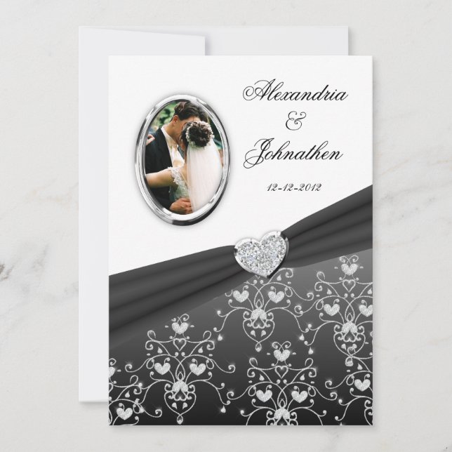 Invitación a la foto de casamiento de damasco de c (Anverso)