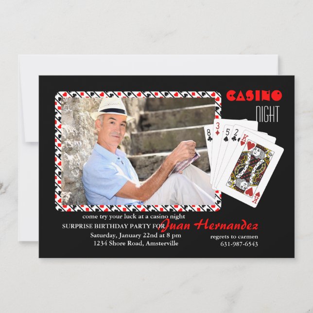Invitación a la foto de Casino Night (Anverso)