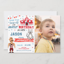 Invitación a la foto de color agua rojo y azul cir