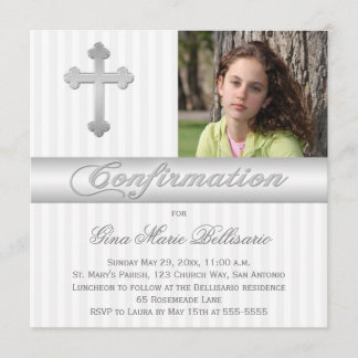 Invitación a la foto de confirmación de franjas de