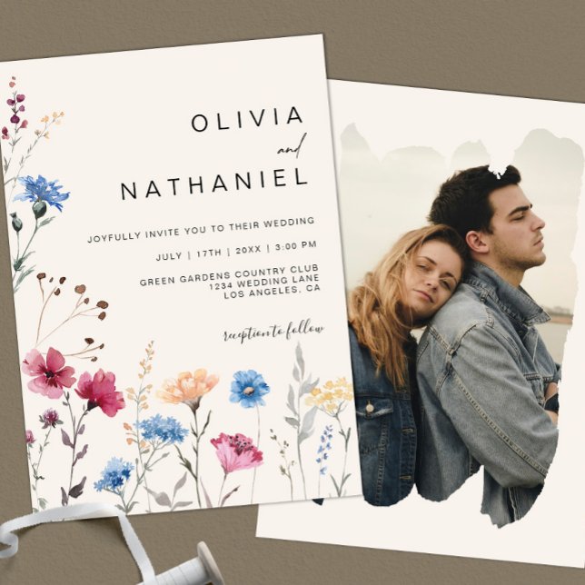 Invitación a la foto de crema floral de Boda de fl (Subido por el creador)