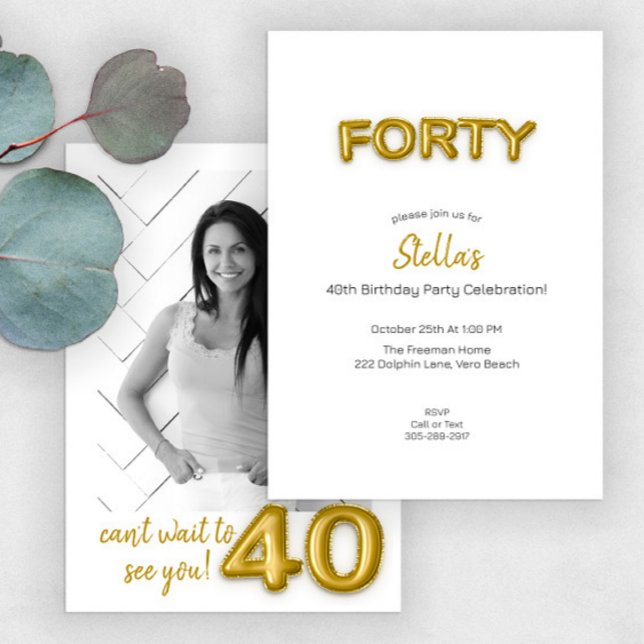 Invitación a la foto de cumpleaños 40 de Gold Ball (Subido por el creador)