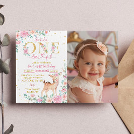 Invitación a la foto de cumpleaños con una flor ro