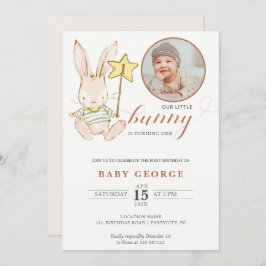 Invitación a la foto de cumpleaños de bebé conejo