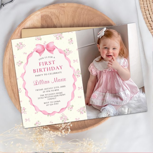Invitación a la foto de cumpleaños de Coquette Pin (Subido por el creador)