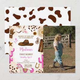 Invitación a la foto de cumpleaños de Cute Cowgirl