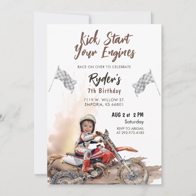 Invitación a la foto de cumpleaños de Dirt Bike a  (Anverso)