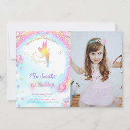 Invitación a la foto de cumpleaños de hadas rosada