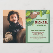 Invitación a la foto de cumpleaños de Jungle Sloth