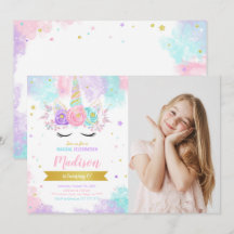 Invitación a la foto de cumpleaños de Unicorn