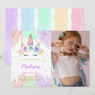 Invitación a la foto de cumpleaños de Unicornio