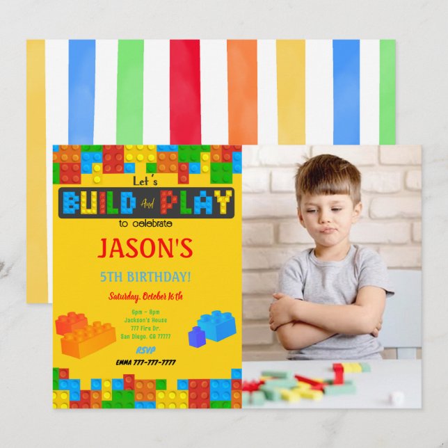 Invitación a la foto de cumpleaños en bloque (Anverso / Reverso)