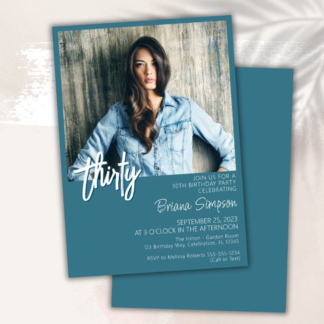 Invitación a la foto de cumpleaños número 30 verde (Subido por el creador)