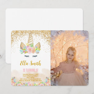 Invitación a la foto de Cute Unicorn