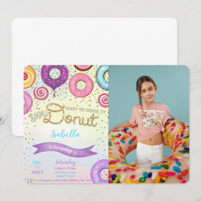 Invitación a la foto de Donut (Anverso / Reverso)